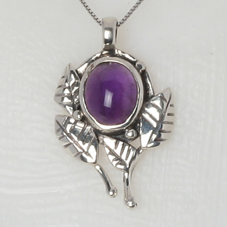 Collier fleur - argent naturelle améthyste.