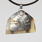 Collier unique argent, or et corne